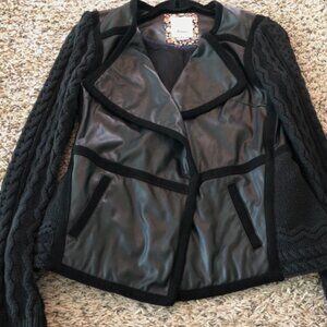 Anthropologie Elevenses Vegan Leather Moto Sweater Jacket